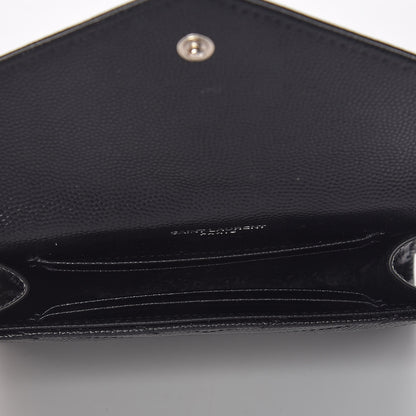 Saint Laurent Grain De Poudre Matelasse Chevron Small Monogram Envelope Wallet Black 5 of 7