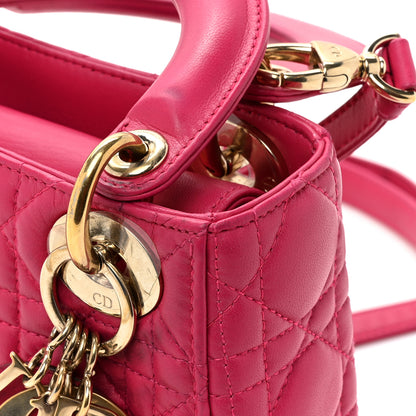 Christian Dior CHRISTIAN DIOR Lambskin Cannage Mini Lady Dior Fuchsia 17 of 17