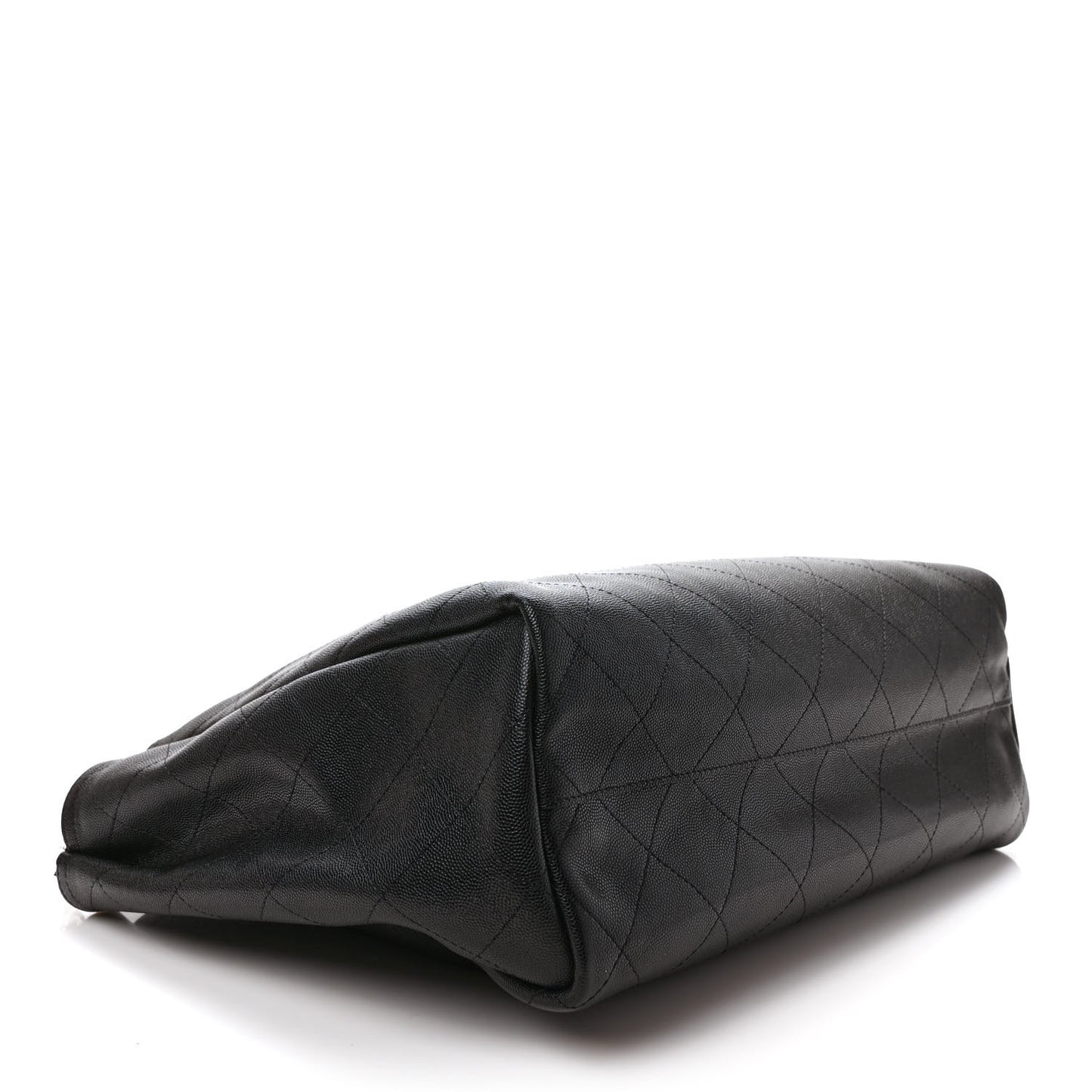 Caviar Stitched Large Lady Coco Shopping Tote Black