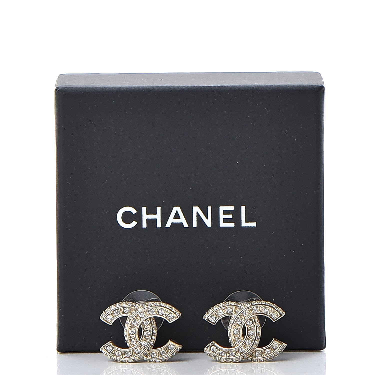 Chanel Crystal Timeless CC Earrings Light Gold 5 of 5