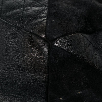 Chanel Goatskin Suede Calfskin Quilted Patchwork Drawstring Bag Black 12 of 14