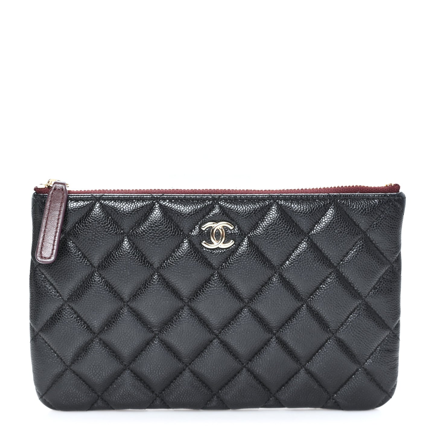 Caviar Quilted Small Zipped Pouch Black