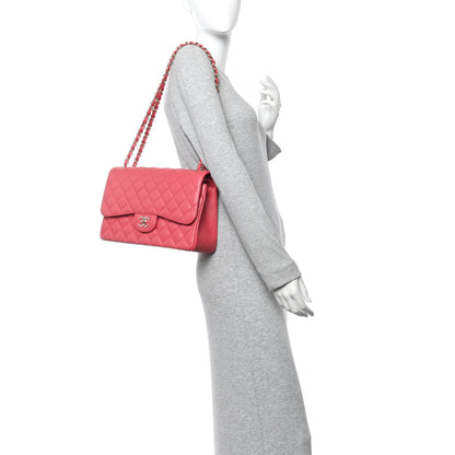 Chanel Caviar Quilted Jumbo Double Flap Dark Pink 2 of 11