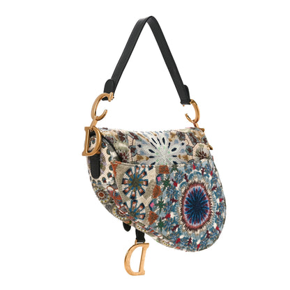 Christian Dior Canvas Embroidered Kaleidiorscopic Saddle Bag Multicolor 2 of 12