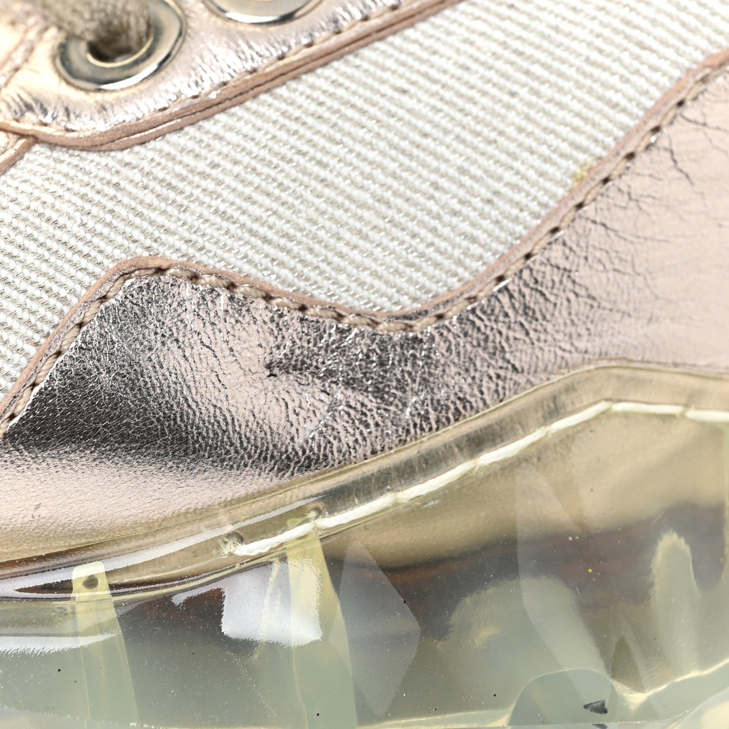 Jimmy Choo Metallic Calfskin Womens Diamond F Low Top Sneaker 37 White Gold 11 of 14