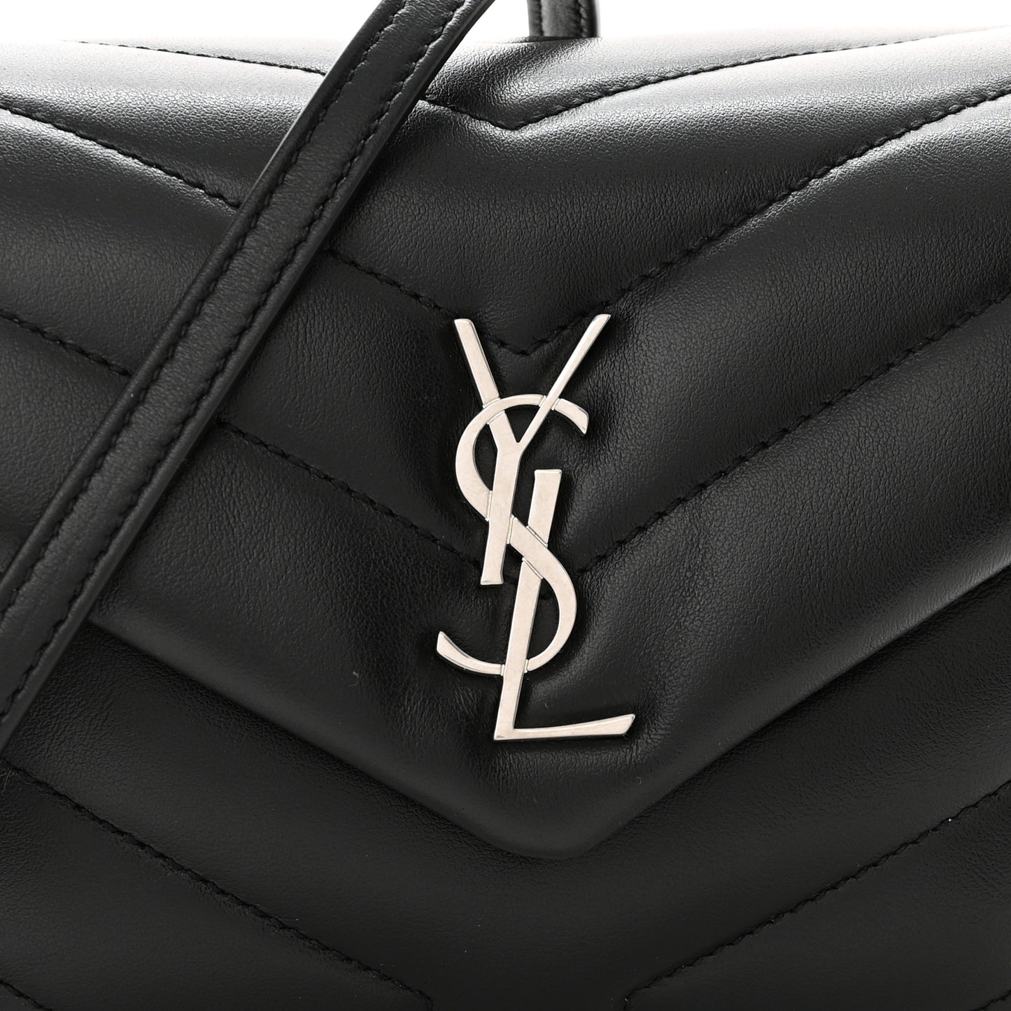 Calfskin Y Quilted Monogram Toy Loulou Crossbody Bag Black