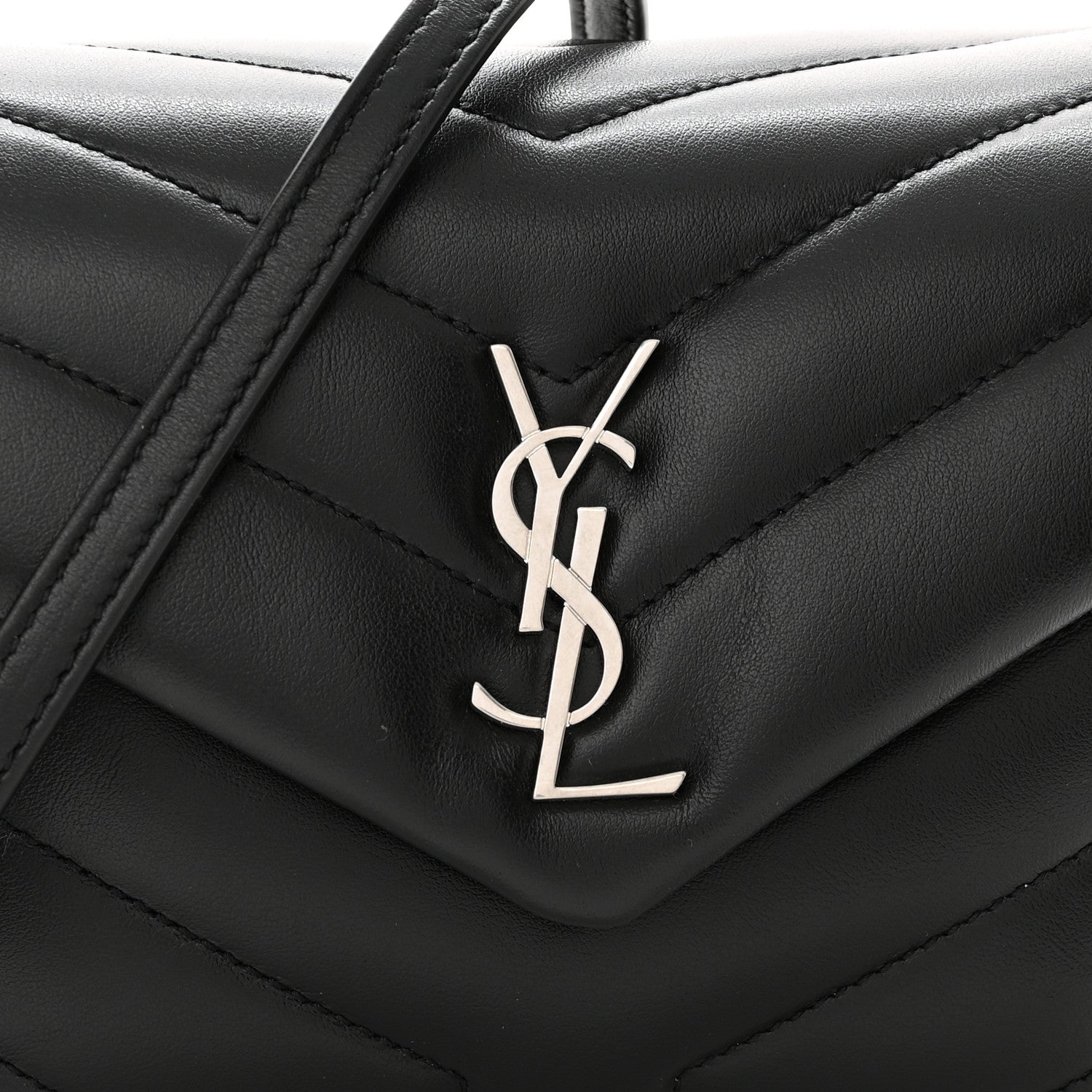 Saint Laurent Calfskin Y Quilted Monogram Toy Loulou Crossbody Bag Black 11 of 12