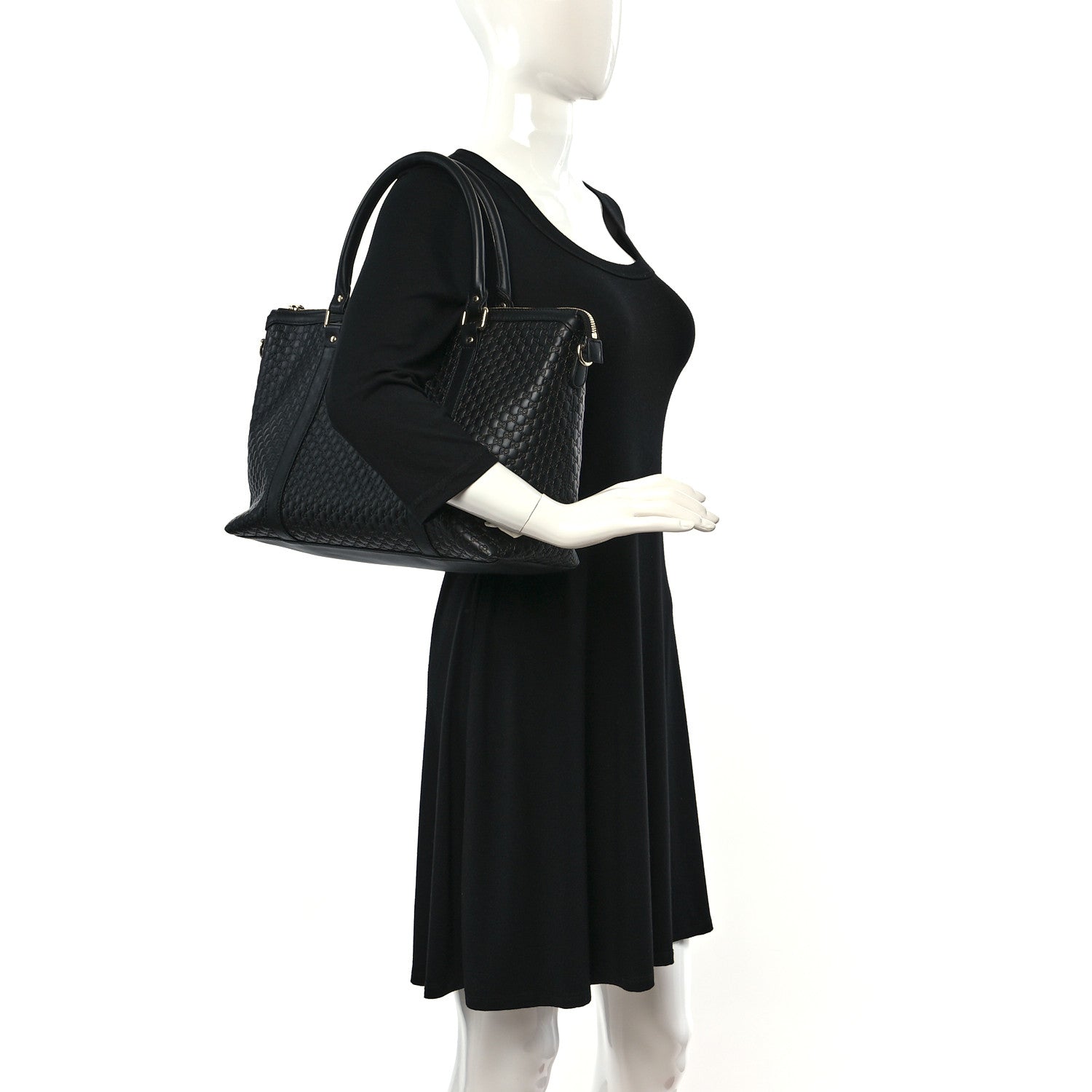 Gucci Soft Microguccissima Medium Zippered Satchel Black 2 of 9