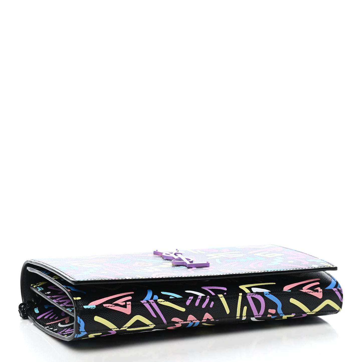 Grain De Poudre Medium Classic Monogram Multicolor Graphic Print Chain Wallet Black