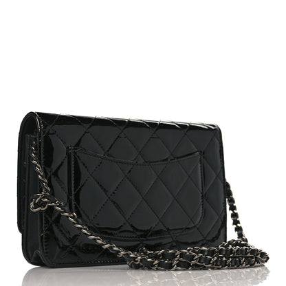 Chanel Patent Calfskin Quilted Wallet On Chain WOC Black 3 of 11