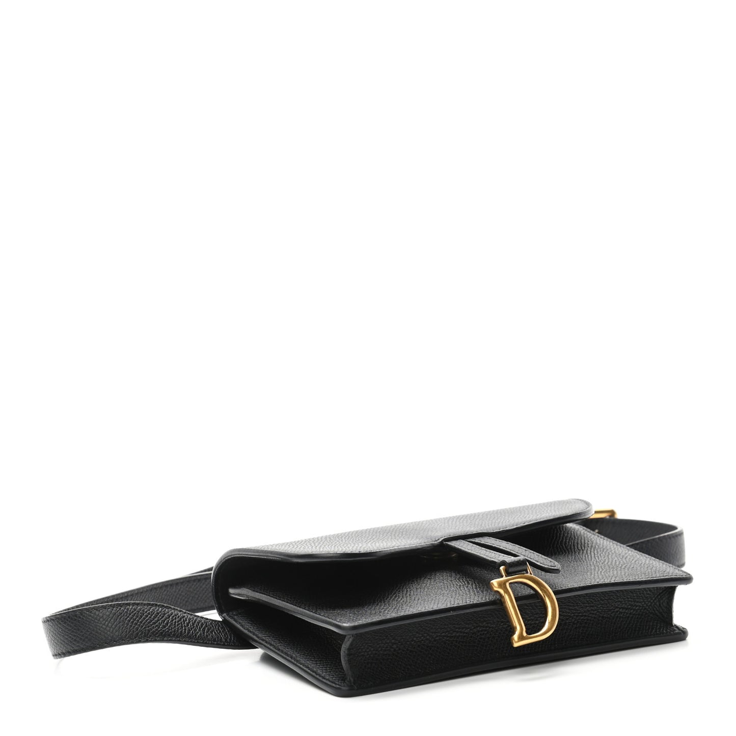 Grained Calfskin Saddle Belt Bag Black