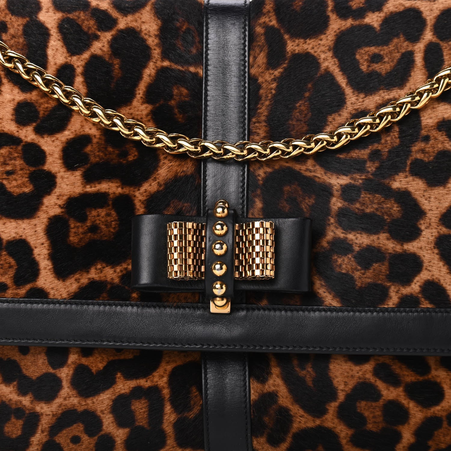 Christian Louboutin Pony Hair Leopard Print Sweet Charity Shoulder Bag Black 9 of 9