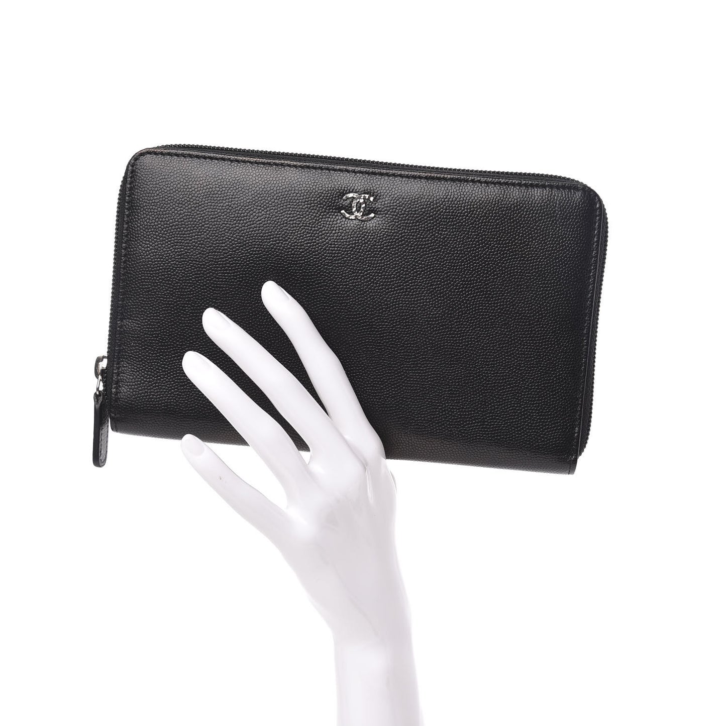 Caviar Large Sevruga Zip Around Organizer Wallet Black