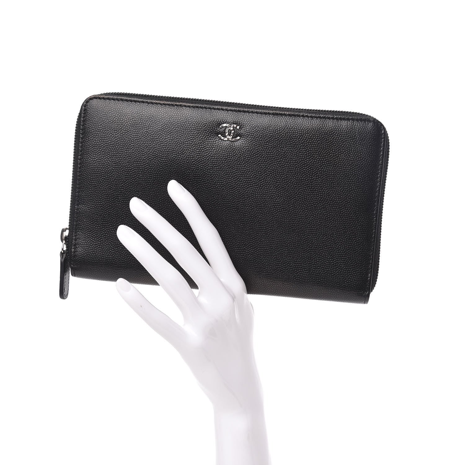 Chanel Caviar Large Sevruga Zip Around Organizer Wallet Black 2 of 9