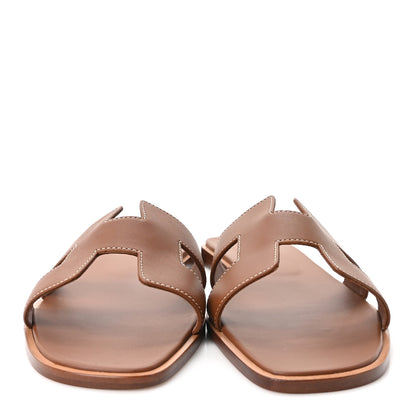 Hermes Box Calfskin Oran Sandals 41 Gold 3 of 9