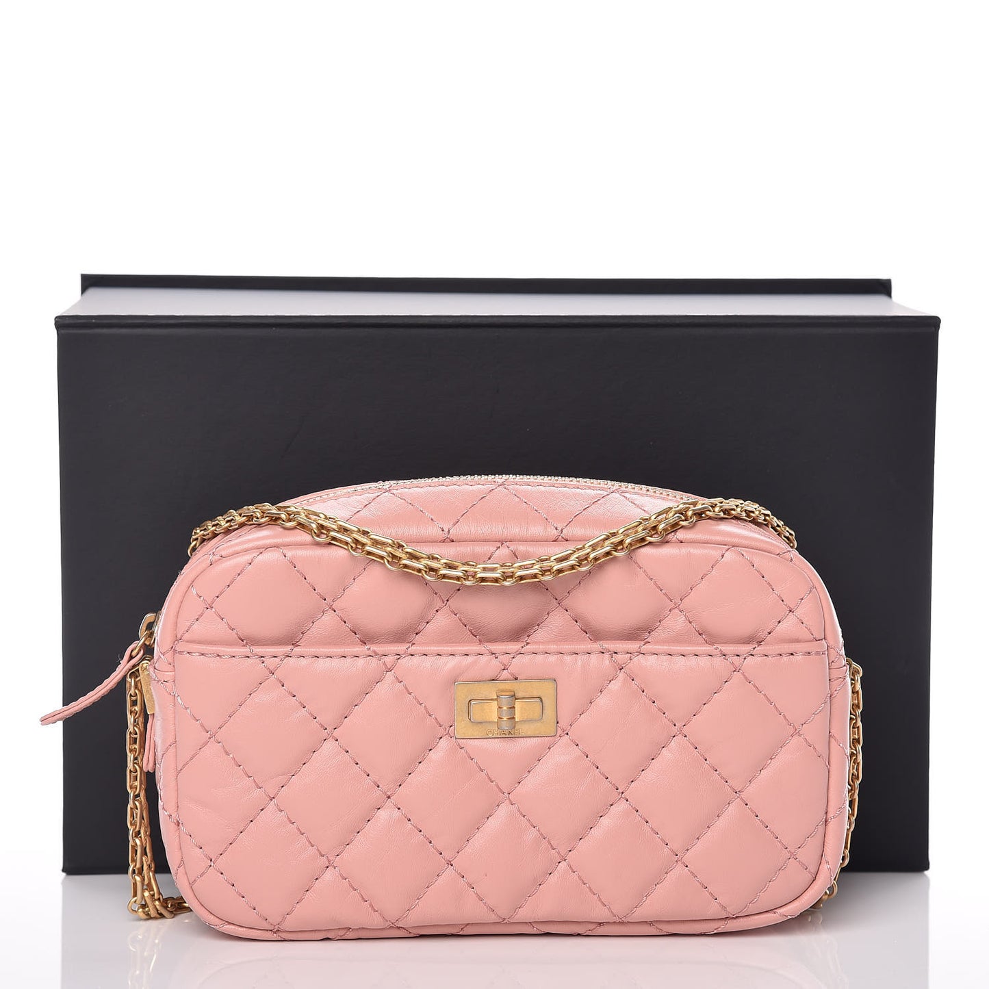Aged Calfskin Quilted Mini Reissue Camera Case Pink