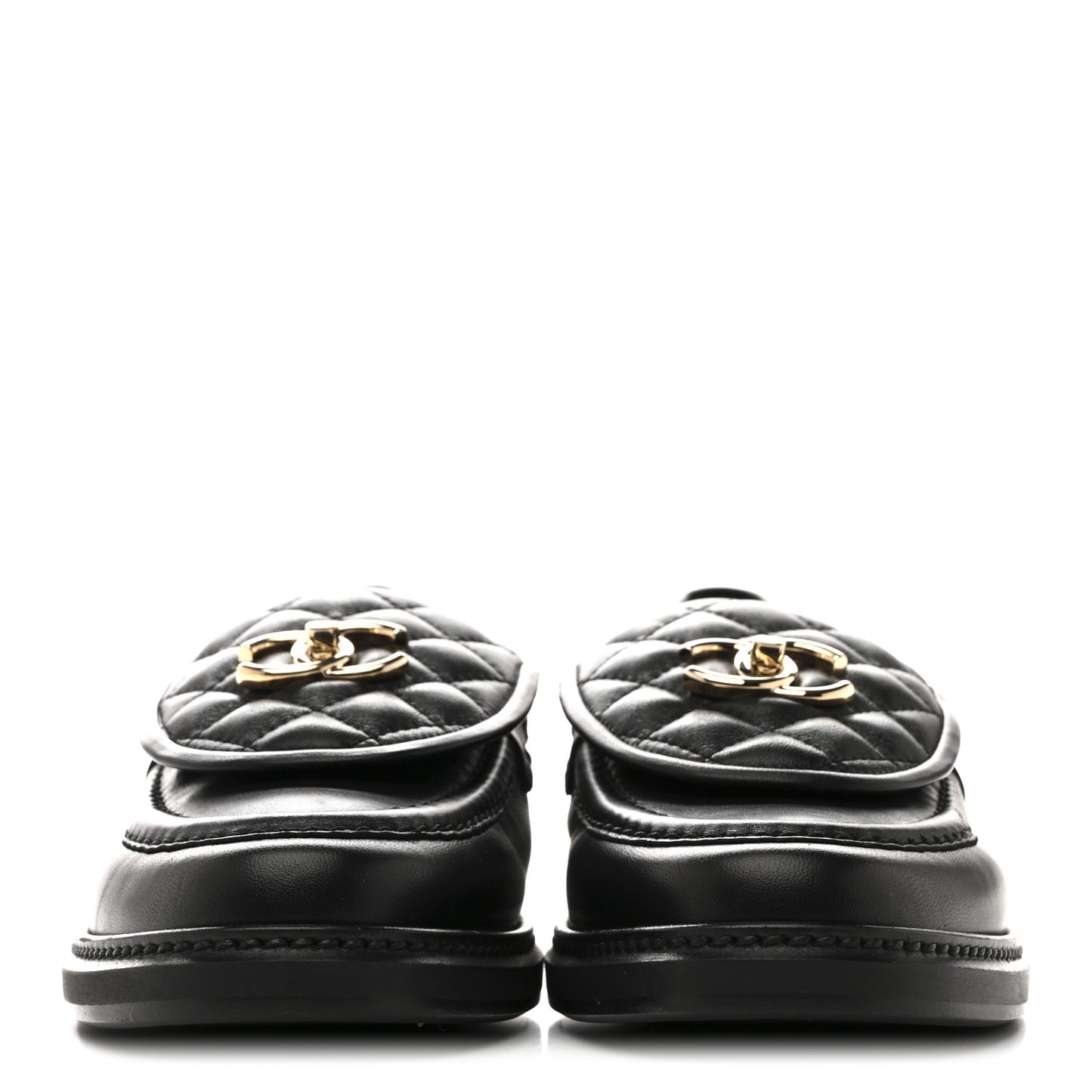 Lambskin Quilted CC Turnlock Loafers 40 Black
