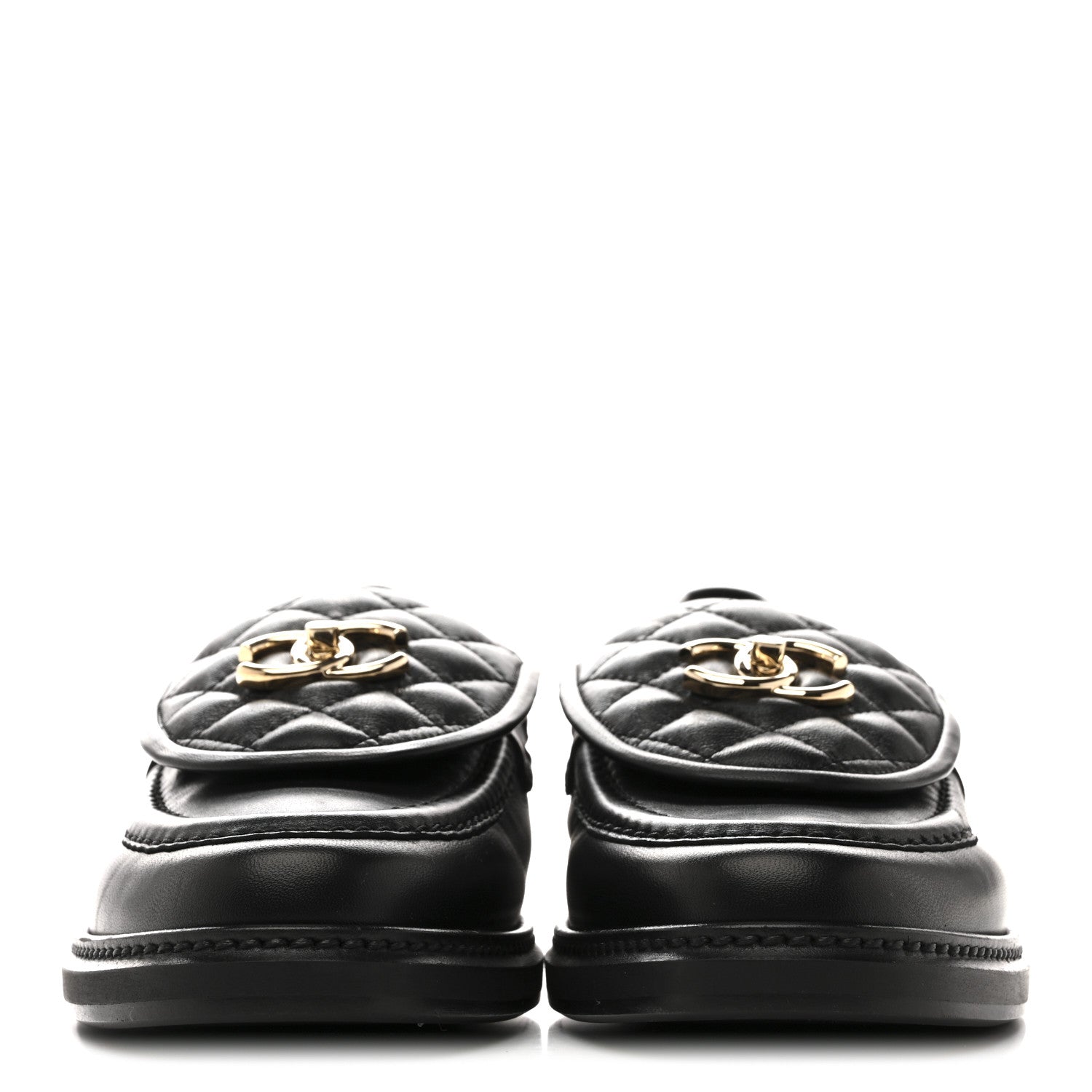 Chanel Lambskin Quilted CC Turnlock Loafers 40 Black 3 of 9