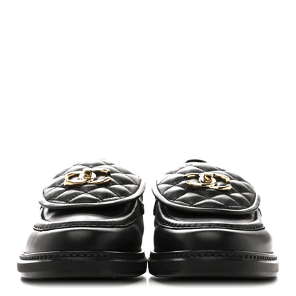 Chanel Lambskin Quilted CC Turnlock Loafers 40 Black 3 of 9