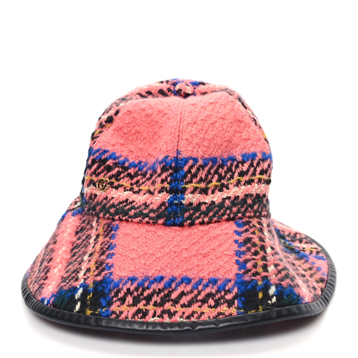 Wool Tweed Wide Brim Hat L Blue Pink Black