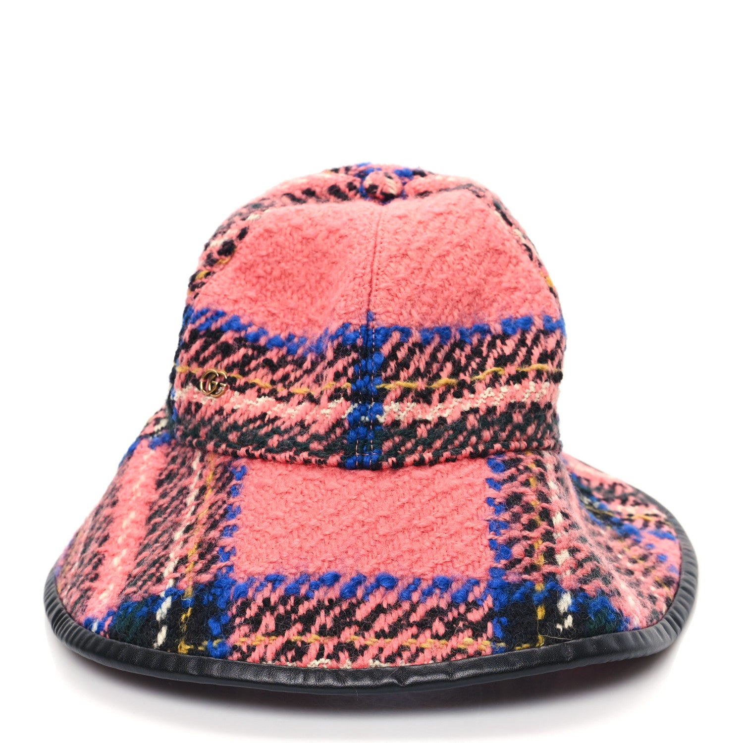 Gucci Wool Tweed Wide Brim Hat L Blue Pink Black 3 of 10