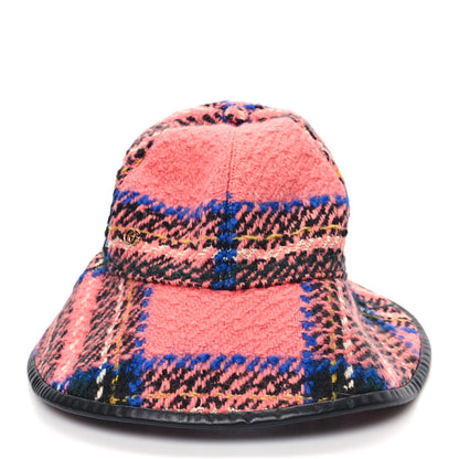 Gucci Wool Tweed Wide Brim Hat L Blue Pink Black 3 of 10