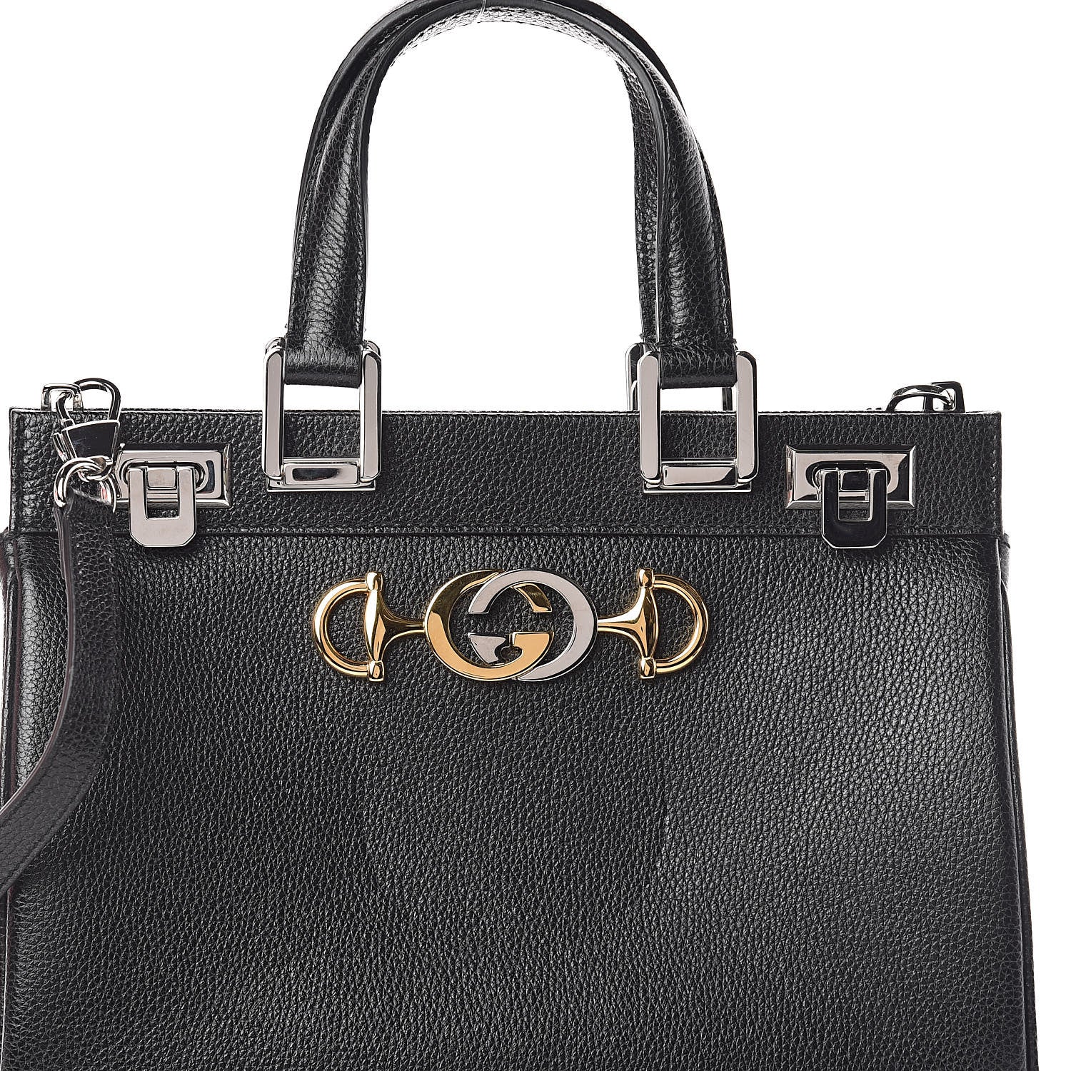 Gucci Grainy Calfskin Small Zumi Top Handle Bag Black 7 of 11