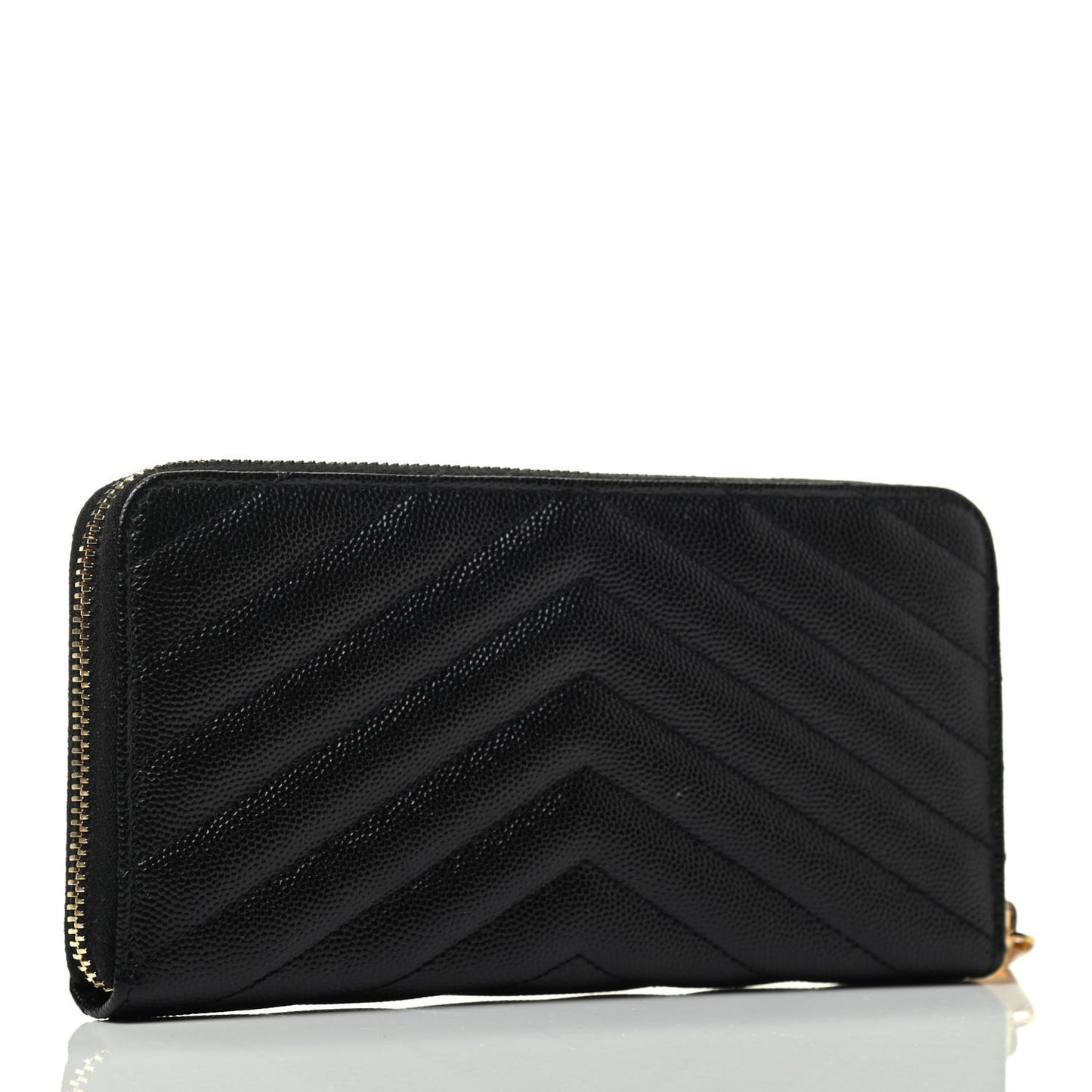 Grain De Poudre Matelasse Chevron Monogram Zip Around Wallet Black