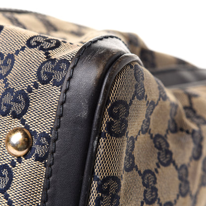 Gucci Monogram Selleria Calfskin Vintage Web Medium Boston Beige Blue 13 of 18