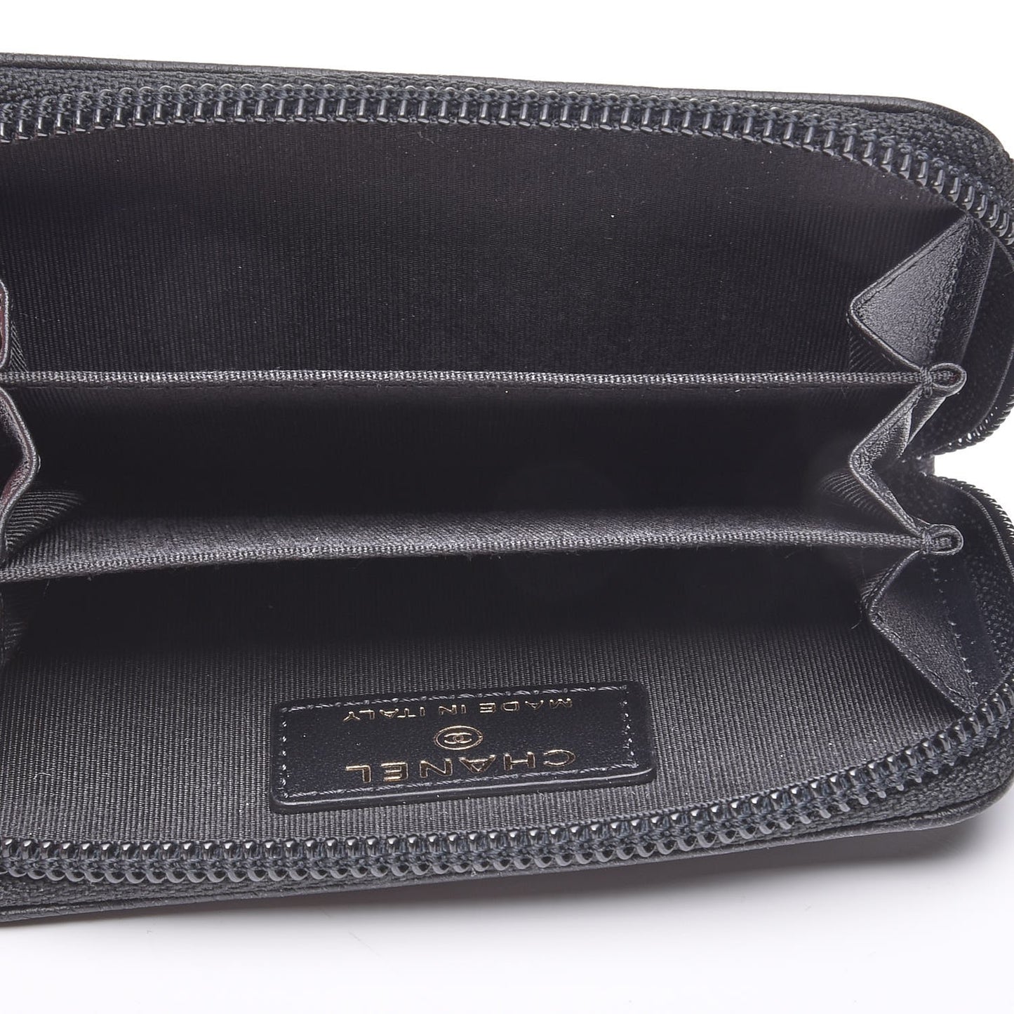 Calfskin Timeless CC Zip Around Coin Purse Black