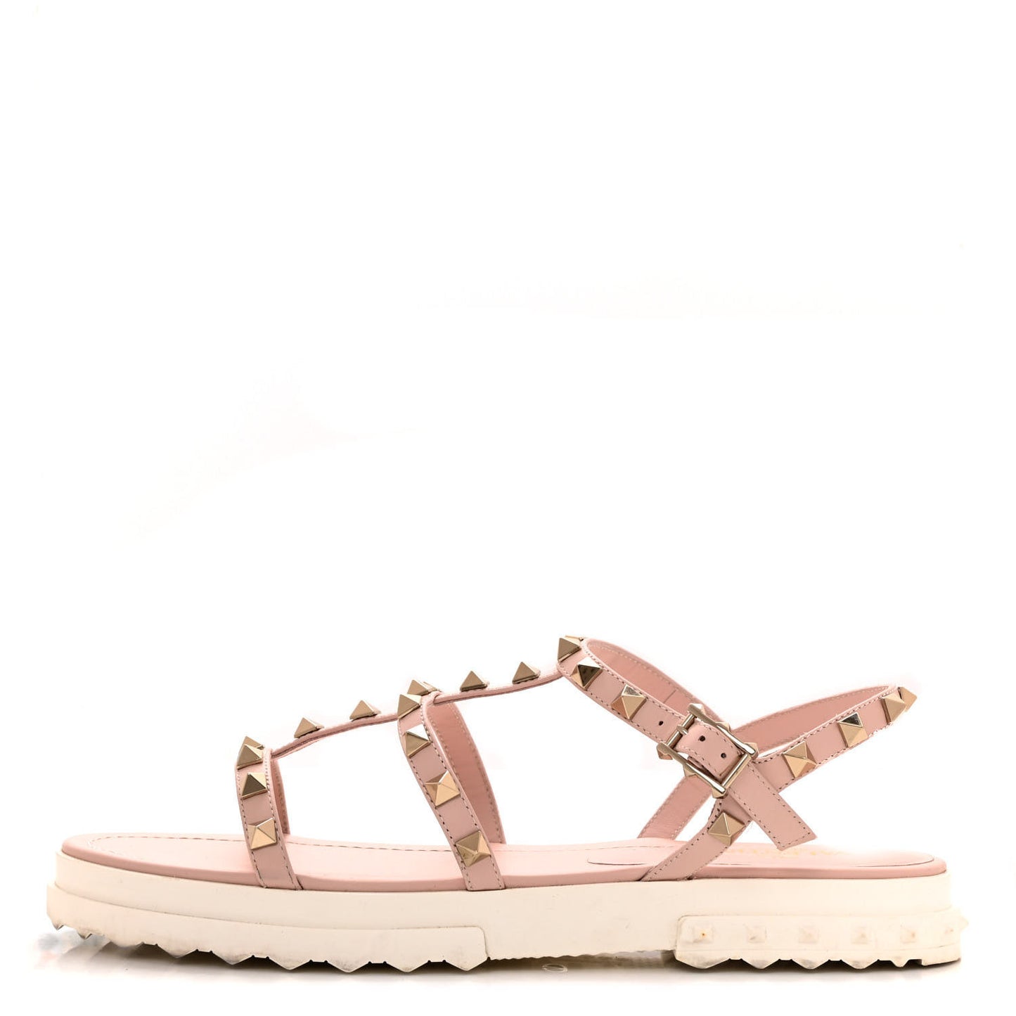 Calfskin Bedrock Rockstud Ankle Flat Sandals 39 Water Rose