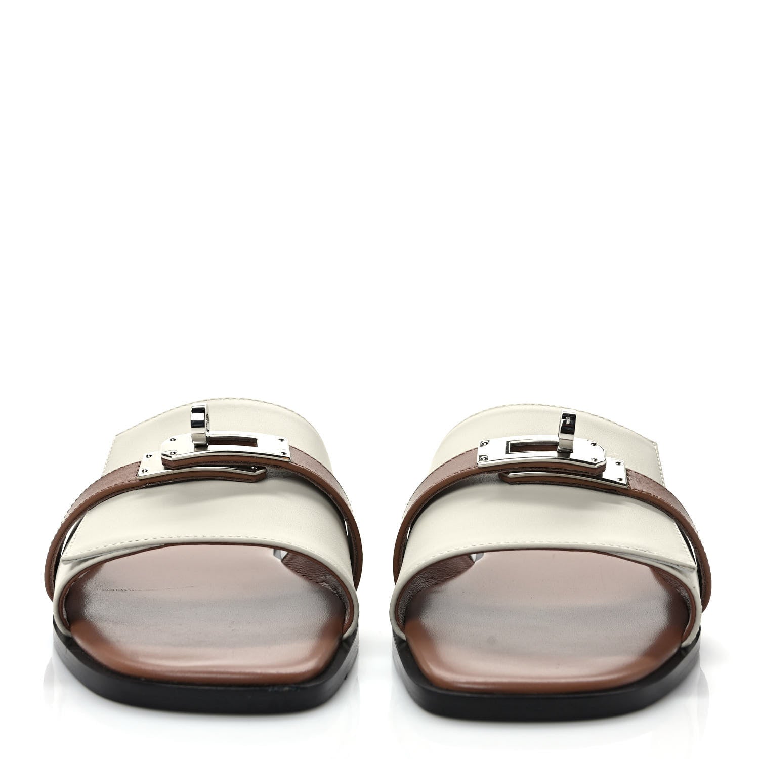 Hermes Calfskin Giulia Sandals 37 Beige Glaise Rose Perle 2 of 9