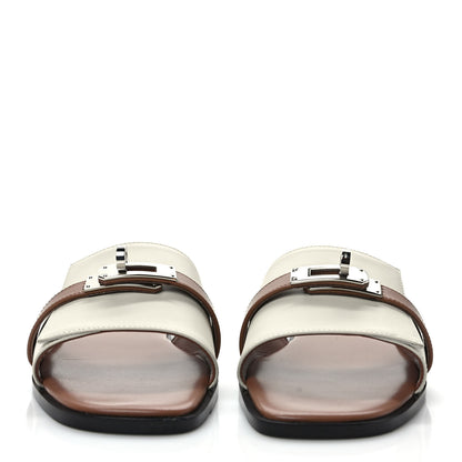 Hermes Calfskin Giulia Sandals 37 Beige Glaise Rose Perle 2 of 9
