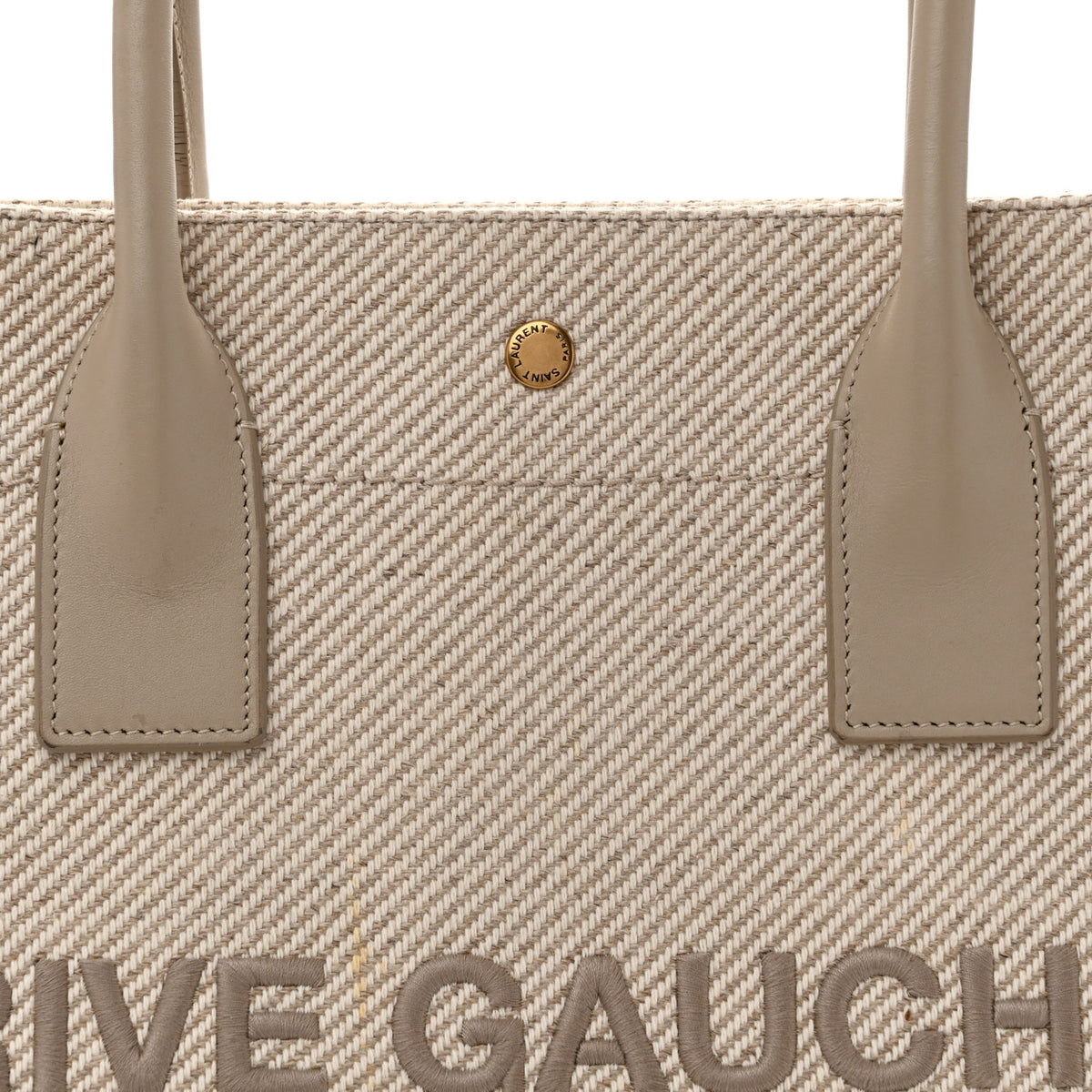 Linen Calfskin Small Rive Gauche Tote Beige Sea Salt