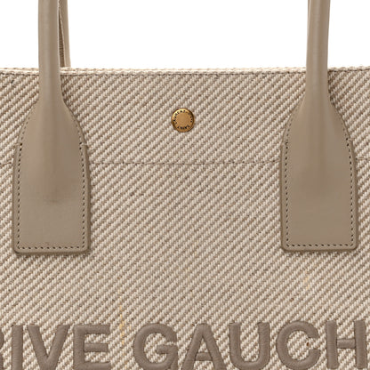 Saint Laurent Linen Calfskin Small Rive Gauche Tote Beige Sea Salt 8 of 17