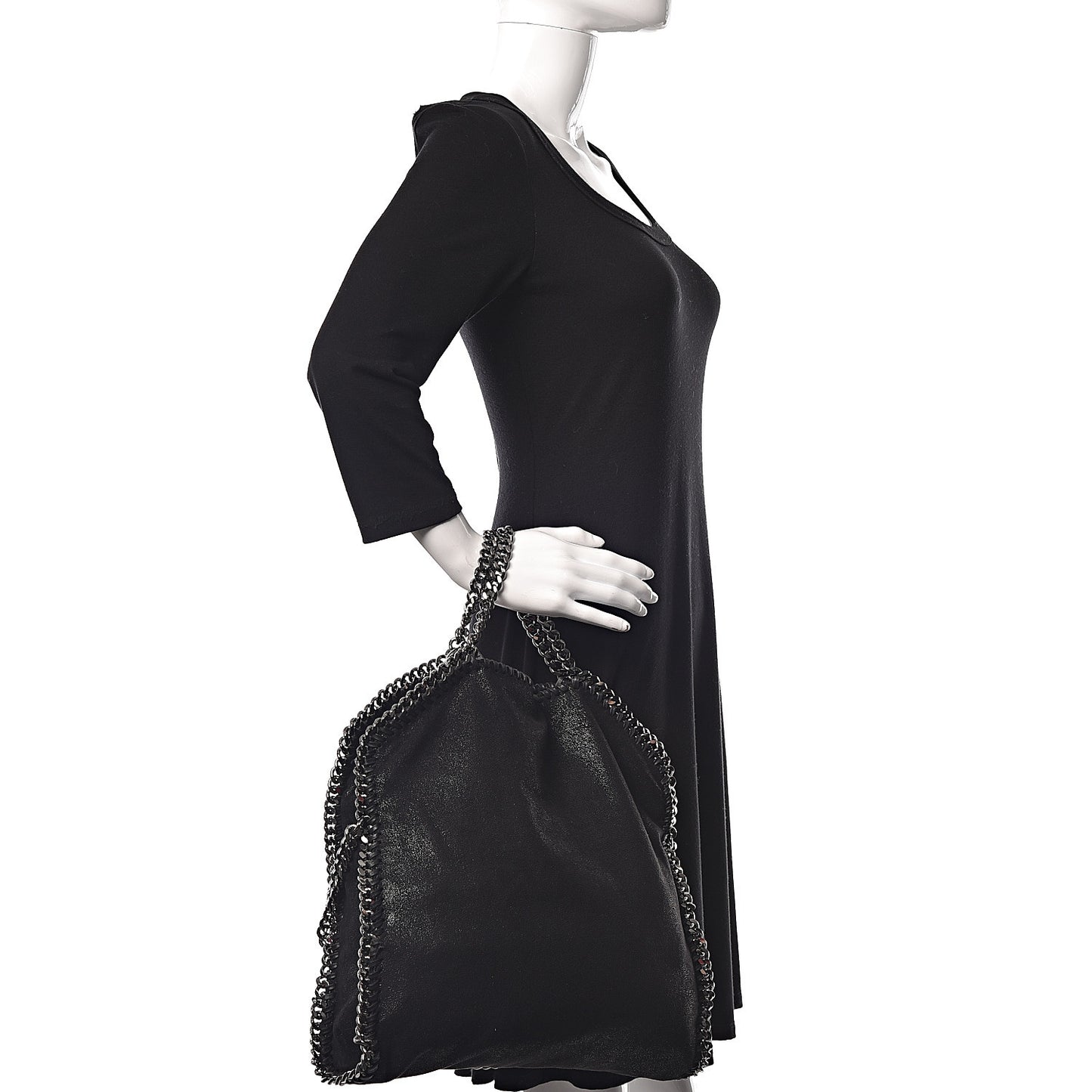 Shaggy Deer Small Falabella Fold Over Tote Black