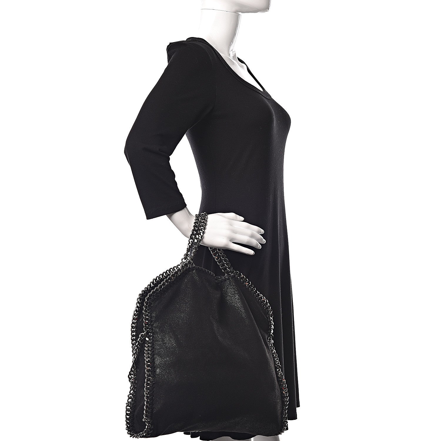 Stella McCartney Shaggy Deer Small Falabella Fold Over Tote Black 3 of 10