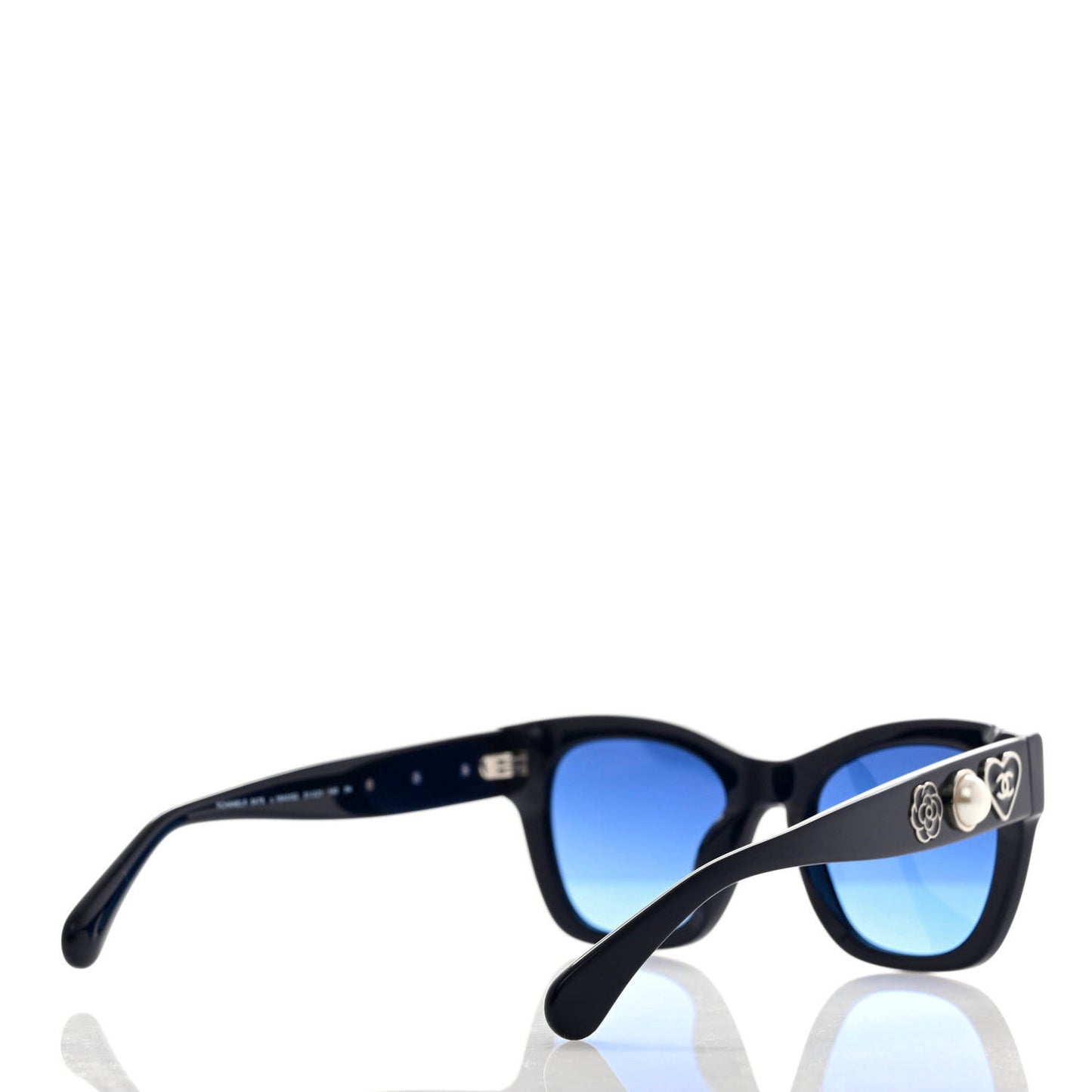 Acetate Square CC Pearl Heart Sunglasses 5478 Navy Blue