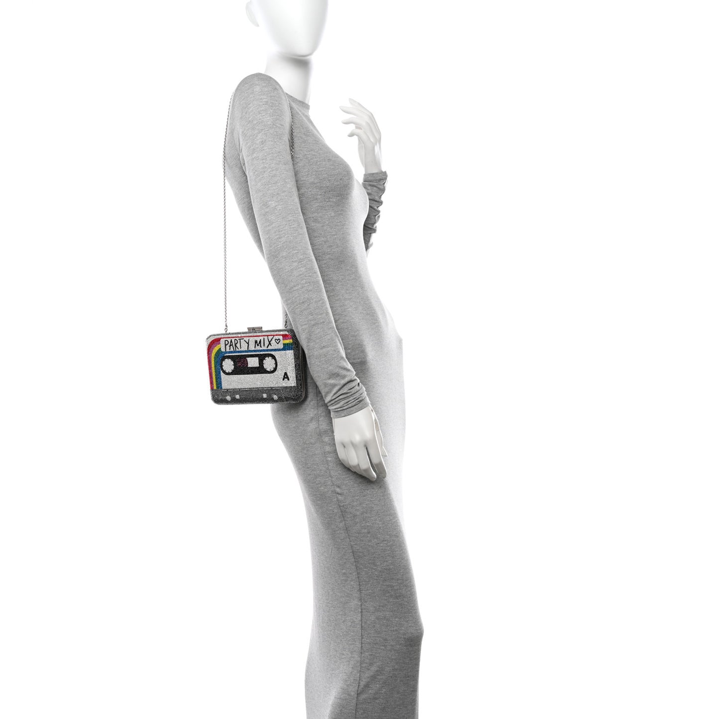 Crystal Bespoke Rainbow Mix Slim Slide Minaudiere Clutch Multicolor