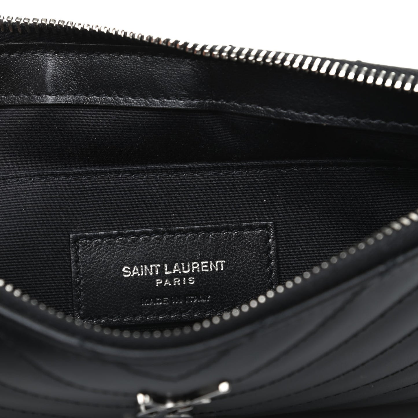 Calfskin Matelasse Chevron Monogram A5 Wristlet Black