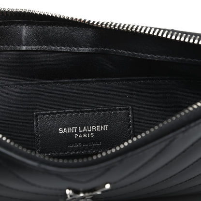Saint Laurent Calfskin Matelasse Chevron Monogram A5 Wristlet Black 6 of 8