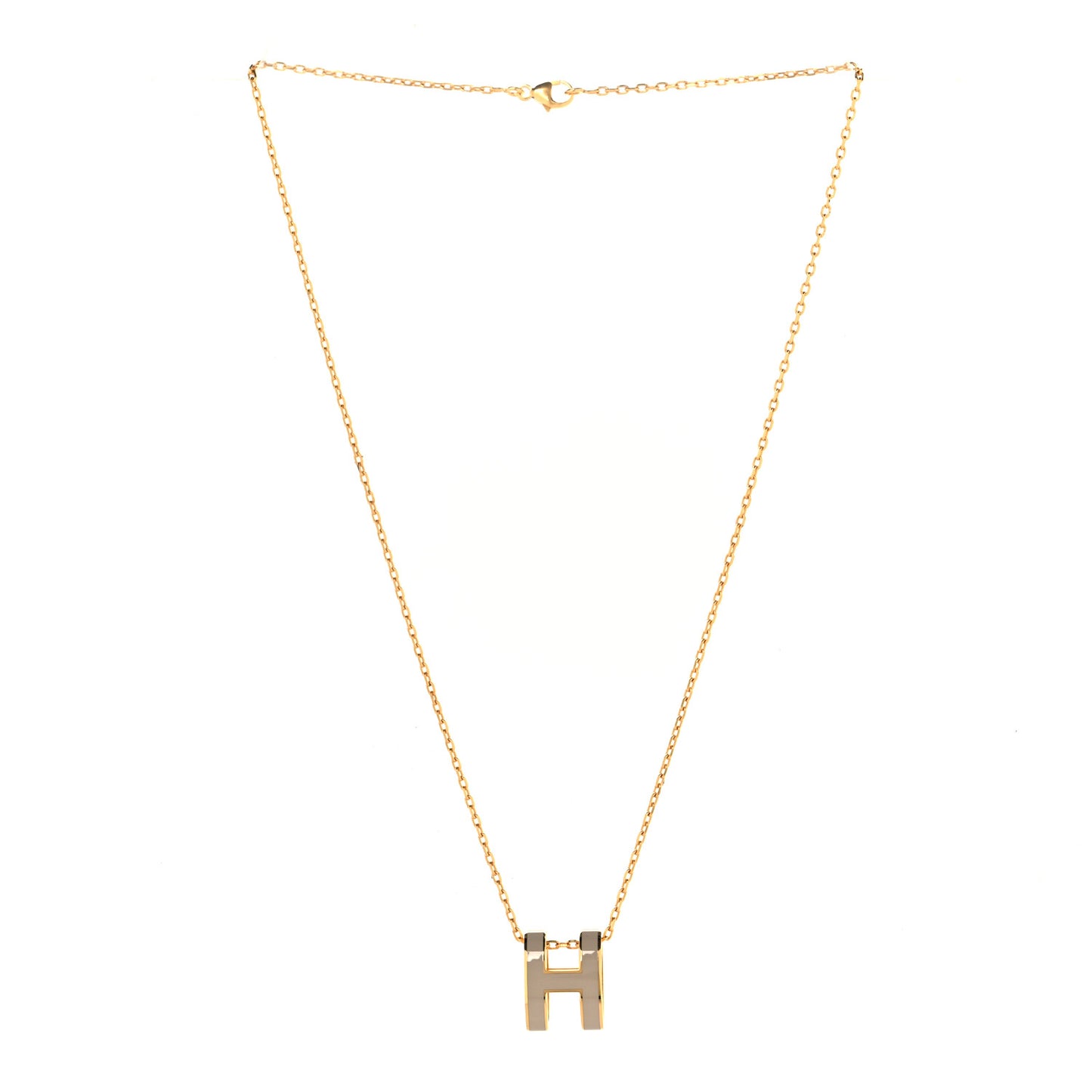Lacquered Gold Pop H Pendant Necklace Marron Glace
