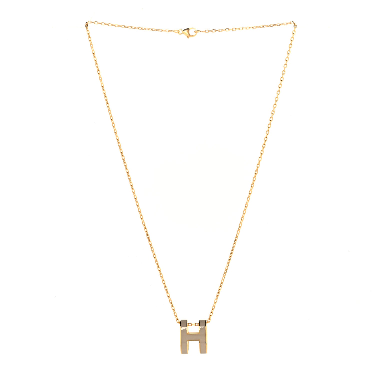 Hermes Lacquered Gold Pop H Pendant Necklace Marron Glace 3 of 5