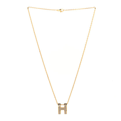 Hermes Lacquered Gold Pop H Pendant Necklace Marron Glace 3 of 5