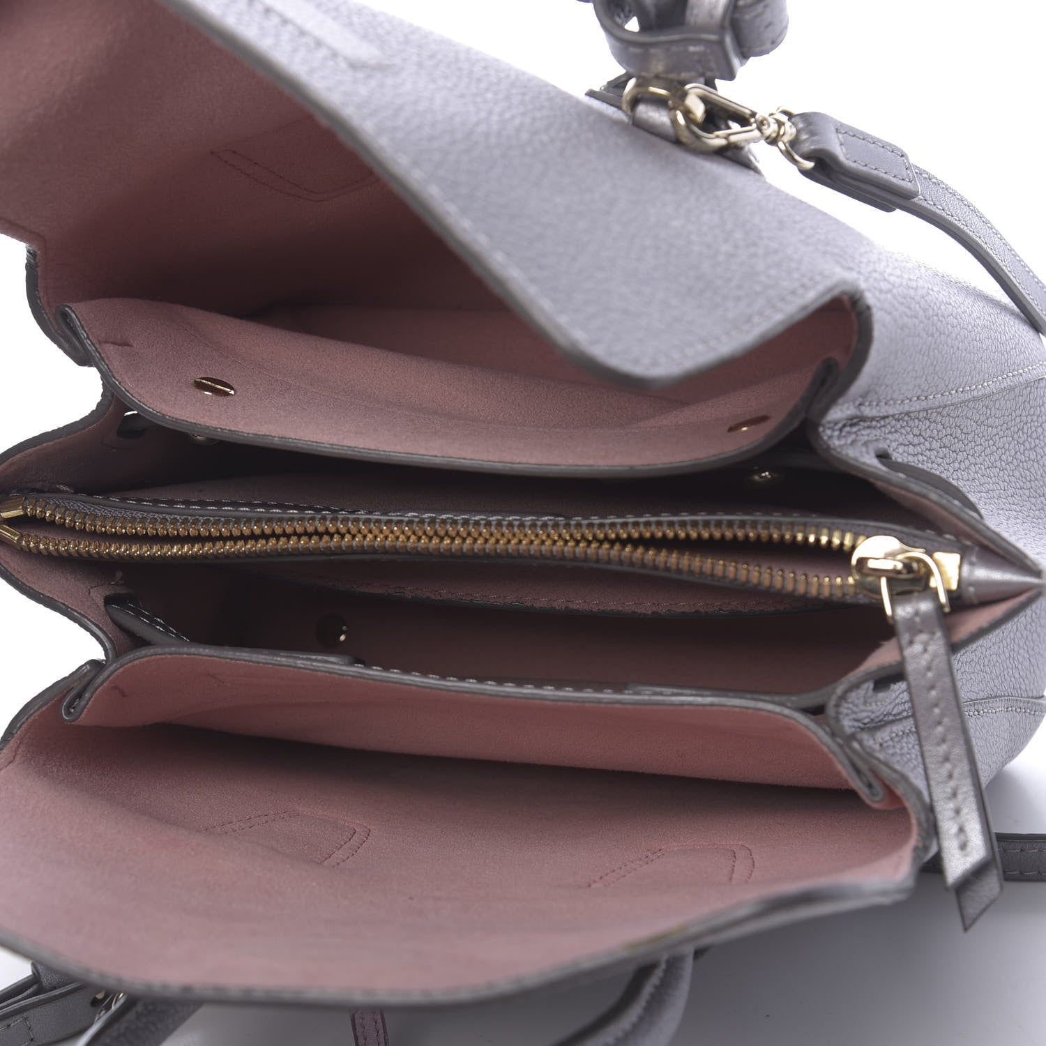 MCM Metallic Grained Calfskin Mini Milla Tote Spike Silver 6 of 15