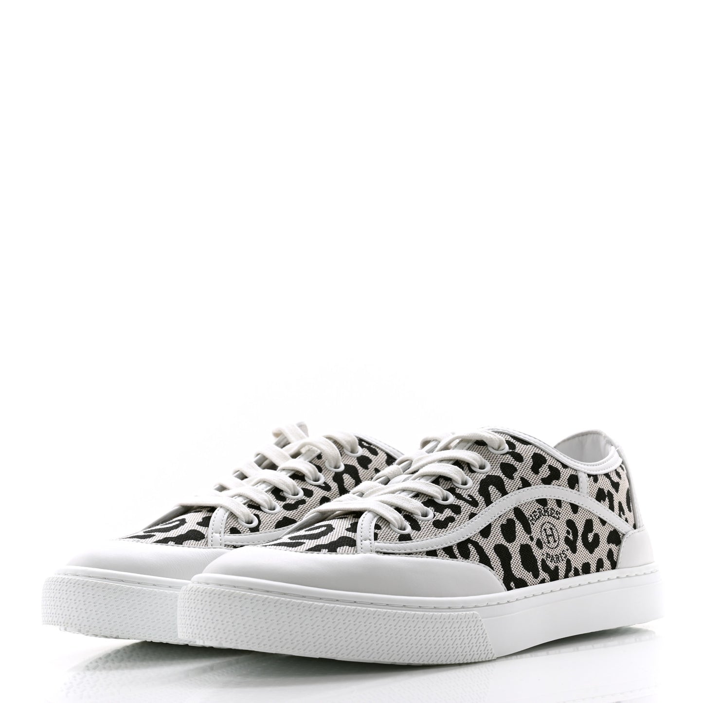 Canvas Calfskin Leopard Get Sneakers 39 Prunoir White