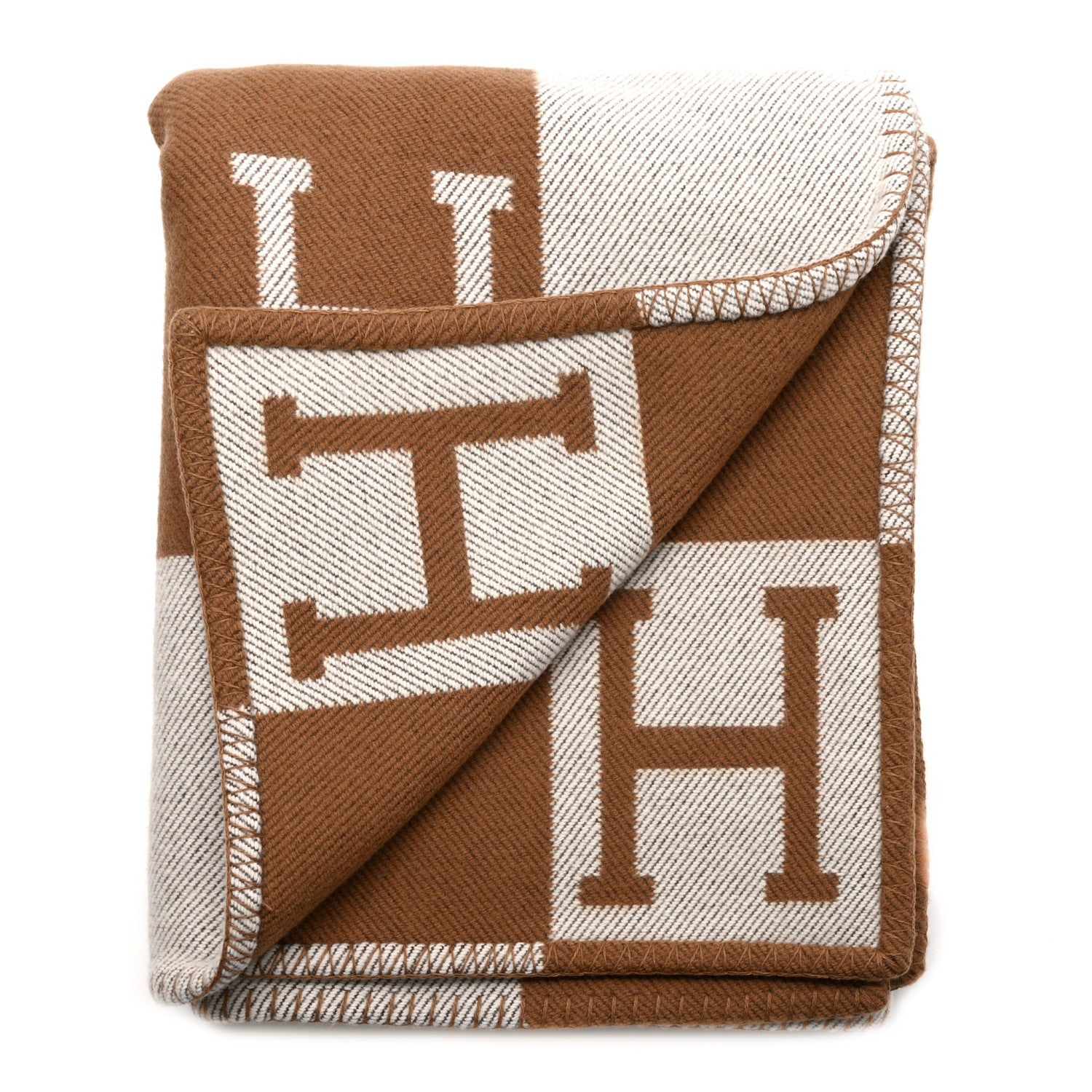 Hermes Wool Cashmere Avalon Blanket Ecru Camel 2 of 3