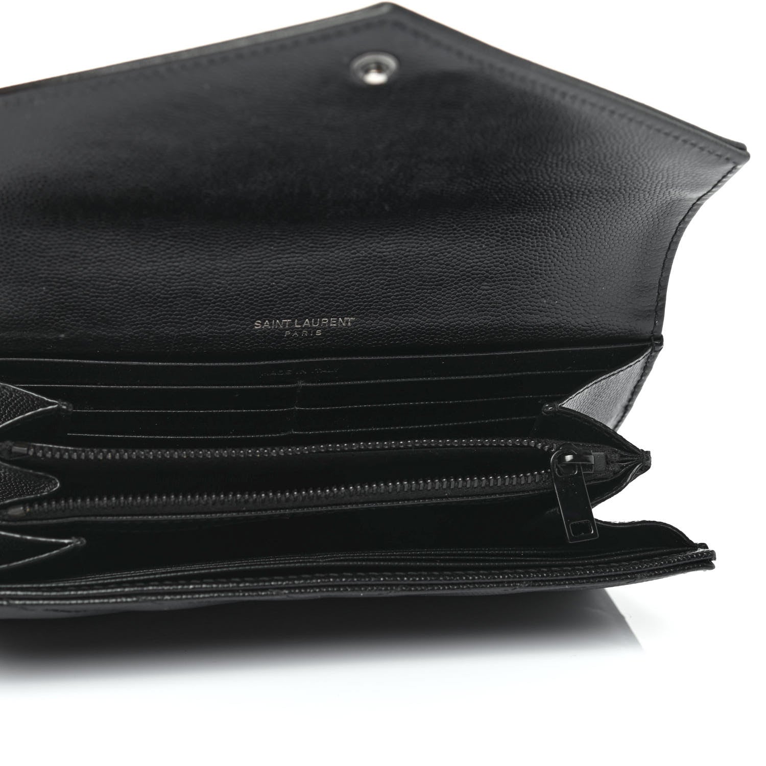 Saint Laurent Grain De Poudre Matelasse Chevron Monogram Flap Wallet Black 4 of 4