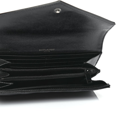 Saint Laurent Grain De Poudre Matelasse Chevron Monogram Flap Wallet Black 4 of 4