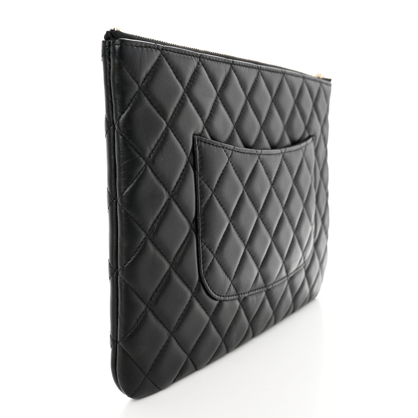 Lambskin Quilted Medium Cosmetic Case Black